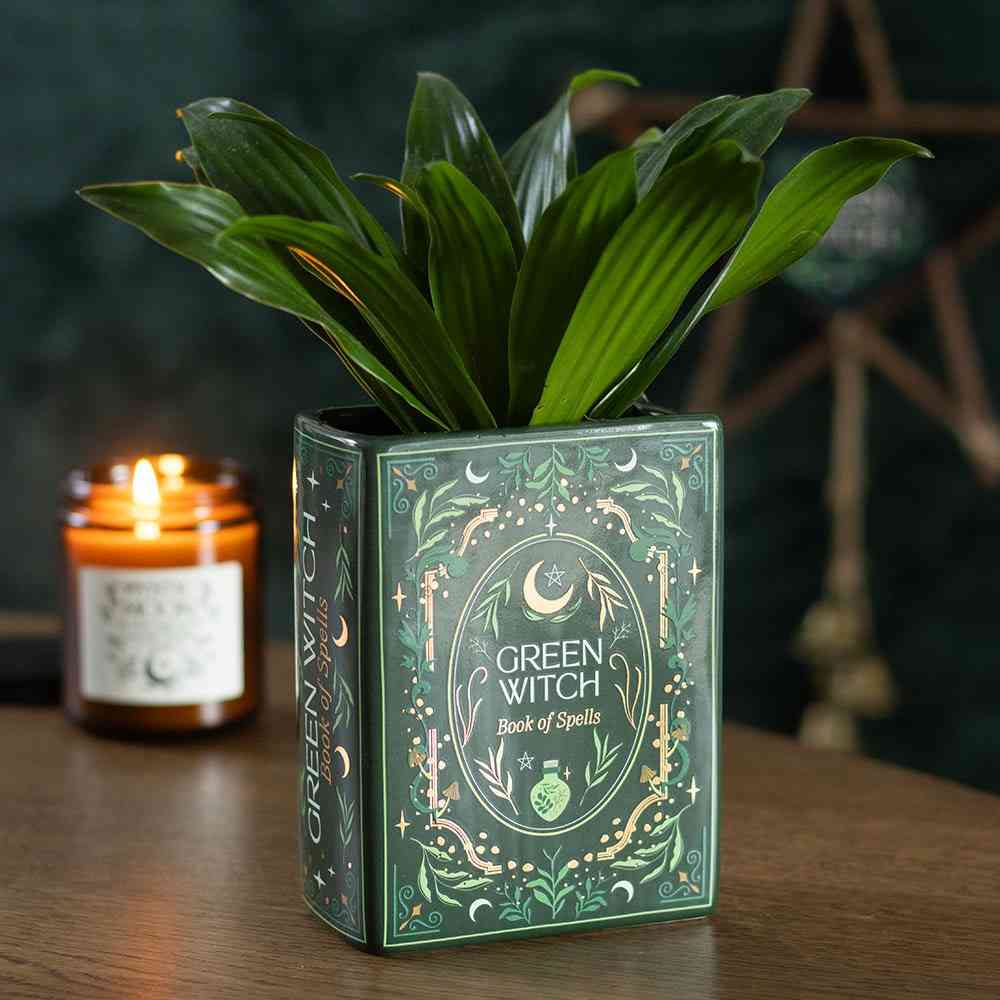 Something Different - Green Witch Book Shaped Vase - Green